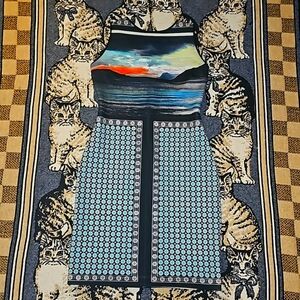 Clover Canyon dress multicolored scenic mountain tops sunset geometric print I8